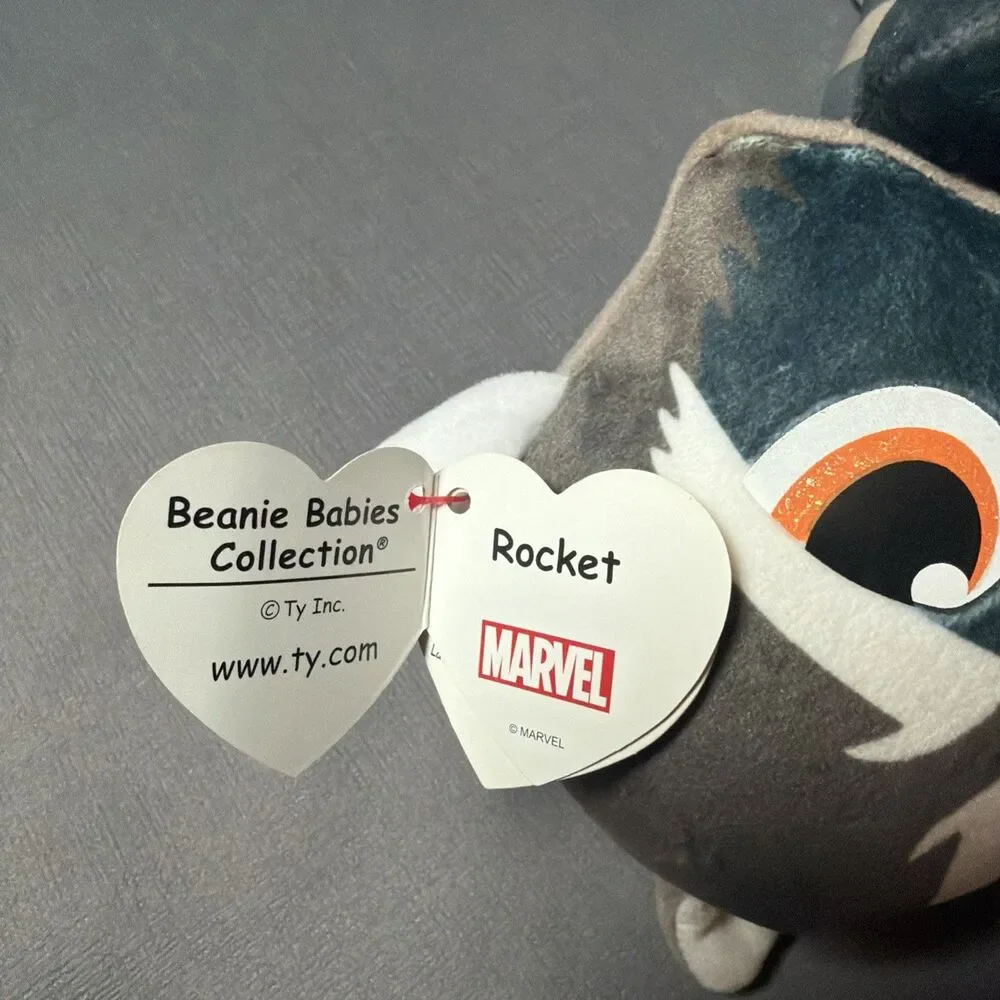 TY Beanie Baby Marvel Avengers Guardians Galaxy Super Hero ROCKET RACCOON -M